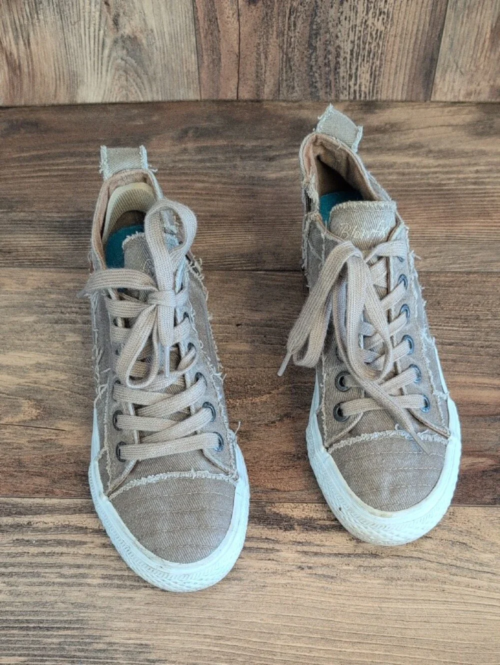 Blowfish Malibu Play Khaki Miami Lace-up Platform Mid Top Sneakers 8      581A